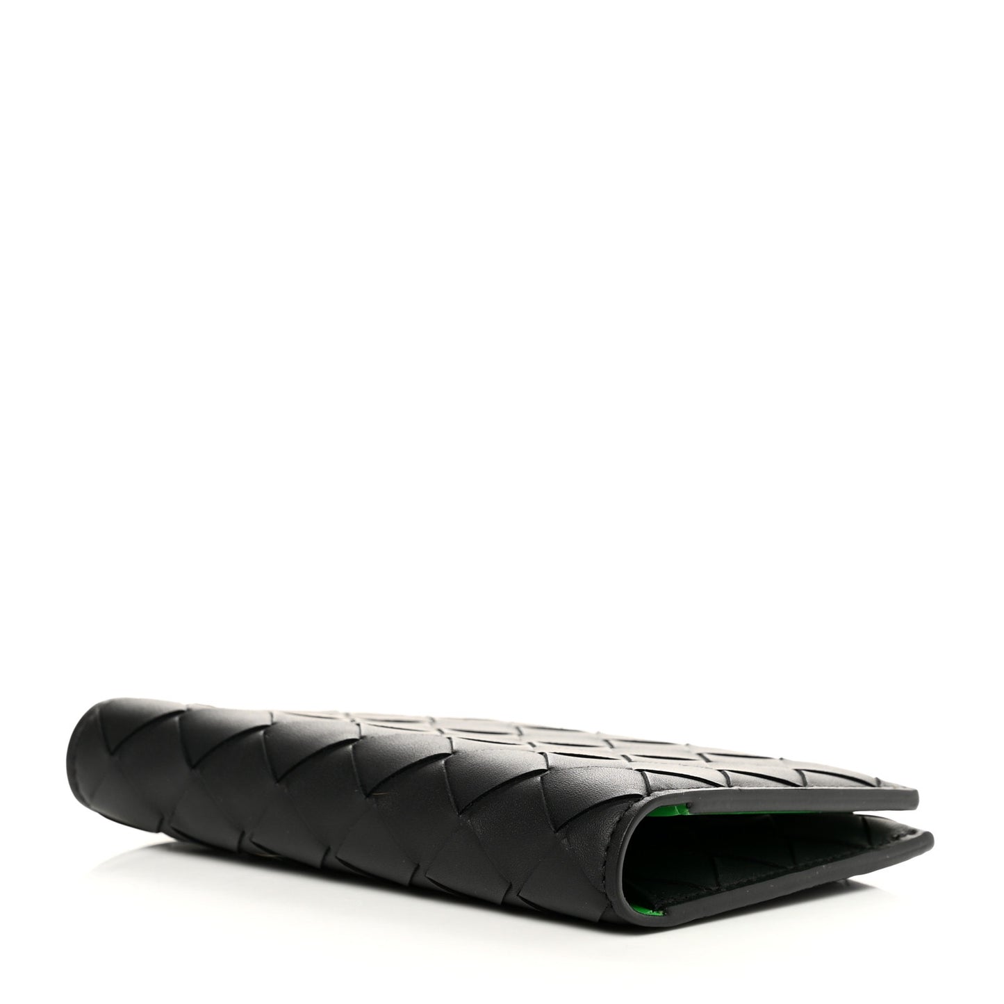 Calfskin Intrecciato Passport Case Black Grass