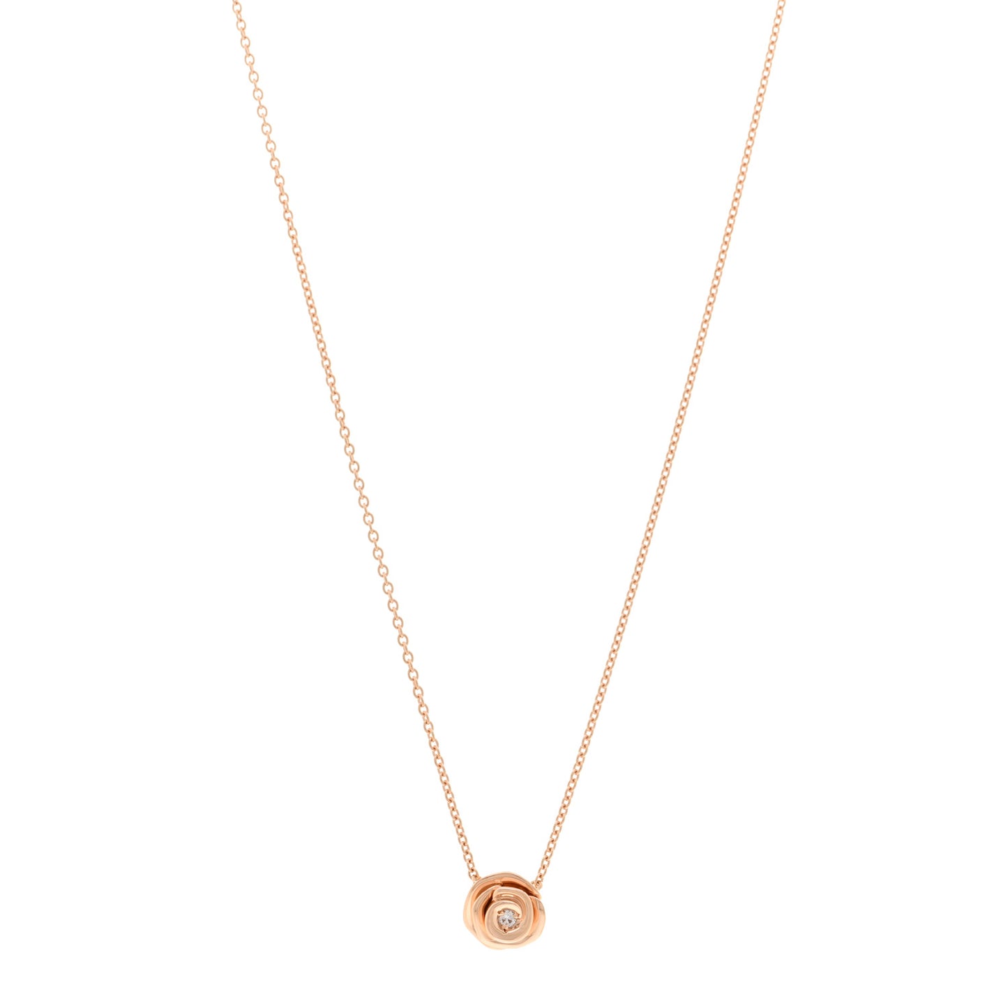 18K Rose Gold Diamond Small Rose Couture Necklace