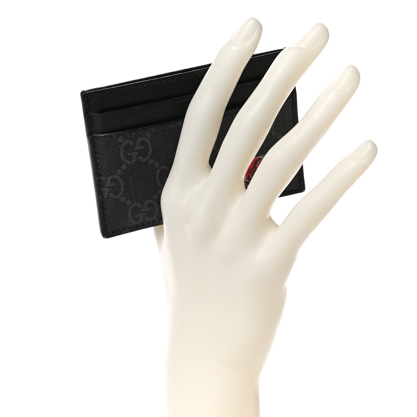 GG Supreme Monogram Wolf Print Card Holder Black Grey