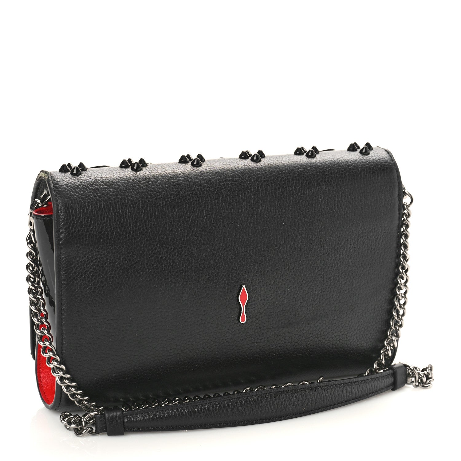 Christian Louboutin Calfskin Spikes Loubinthesky Paloma Clutch Black 3 of 15