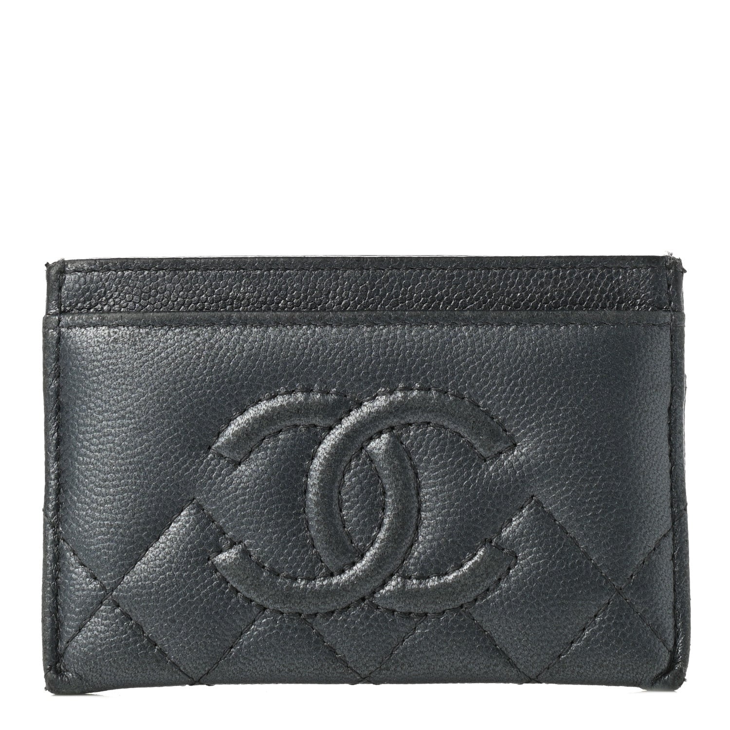 Chanel Metallic Caviar Quilted Maxi CC Card Holder Black 1 of 9