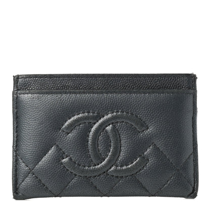 Chanel Metallic Caviar Quilted Maxi CC Card Holder Black 1 of 9