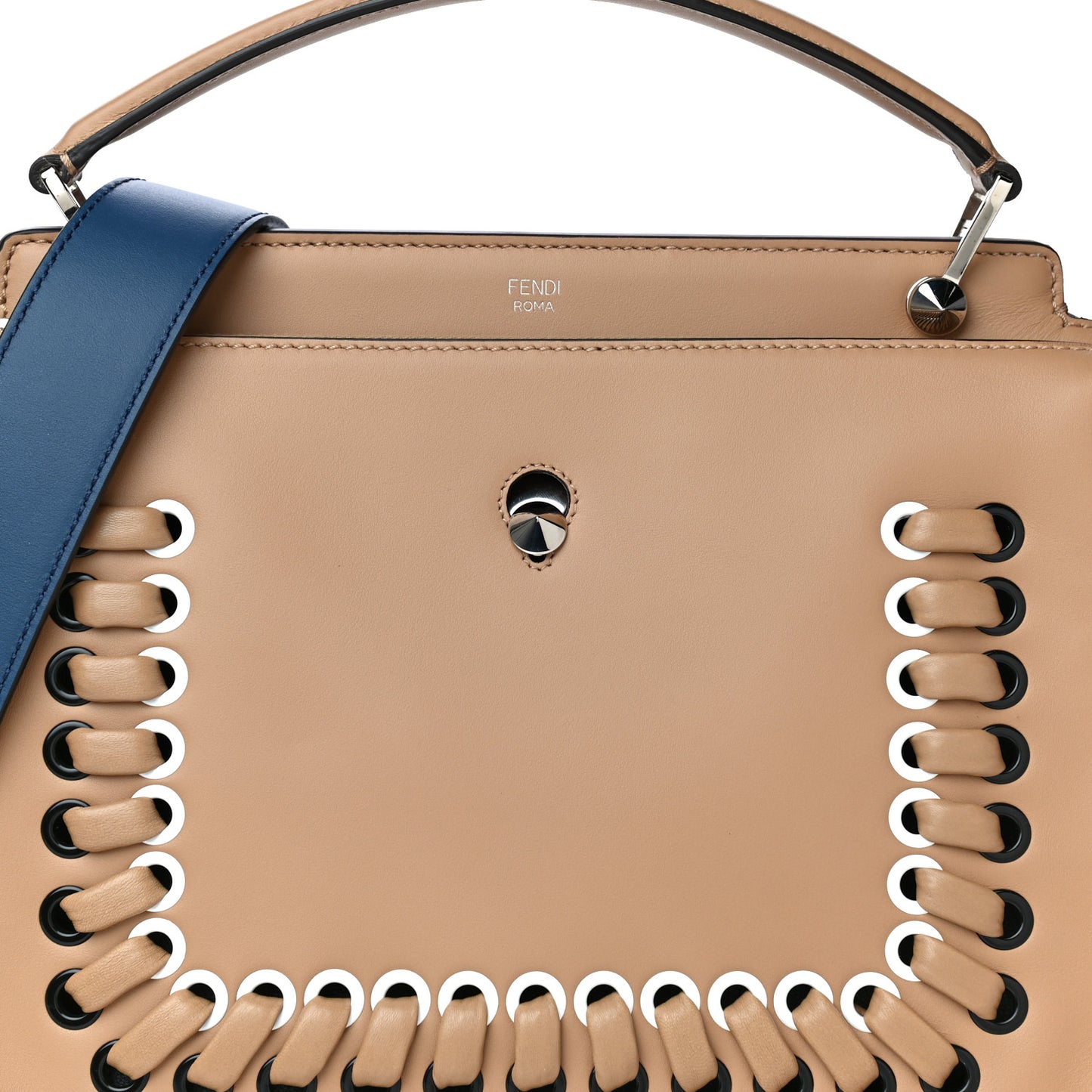 Vitello Baltico Shiny Nappa Lace Up DotCom Satchel Cuoio Blue Multicolor