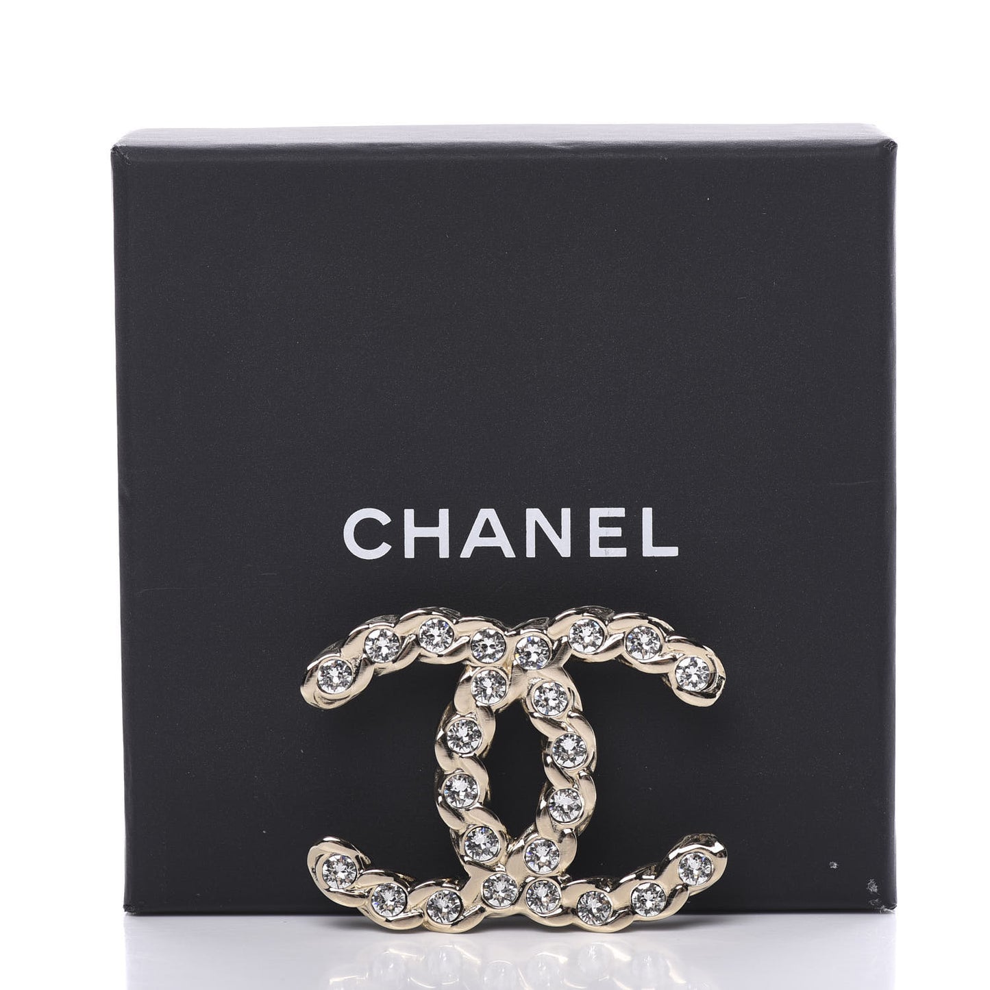 Crystal Pearls Coronation CC Brooch Gold