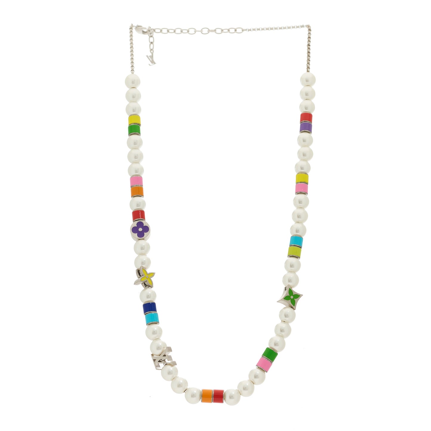 Metal Pearl Monogram Party Necklace