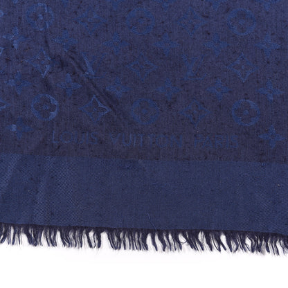 Louis Vuitton Silk Wool Monogram Shawl Night Blue 3 of 4