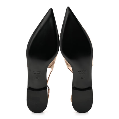 Gucci Monogram Horsebit Womens Slingback Ballet Flat 39 Beige Ebony Cocoa 6 of 10