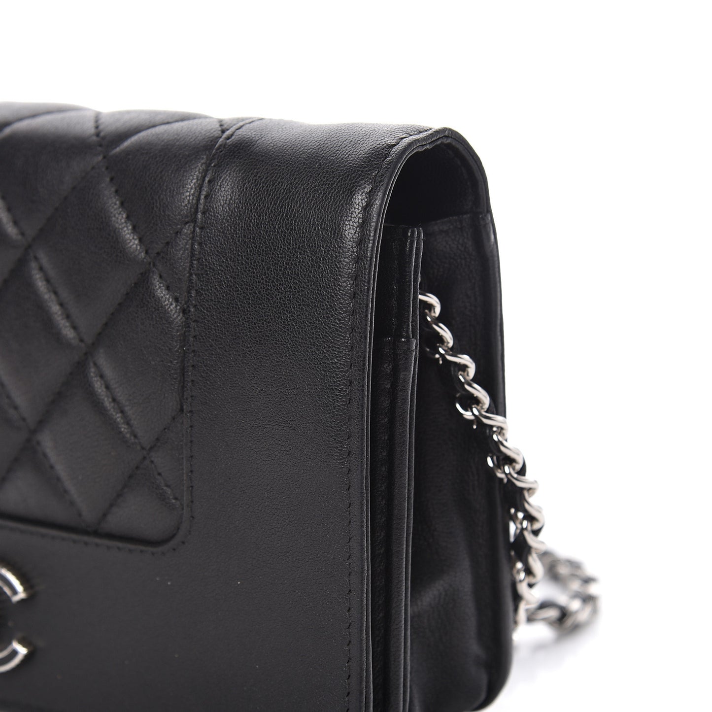 Sheepskin Quilted Mademoiselle Vintage Wallet On Chain WOC Black