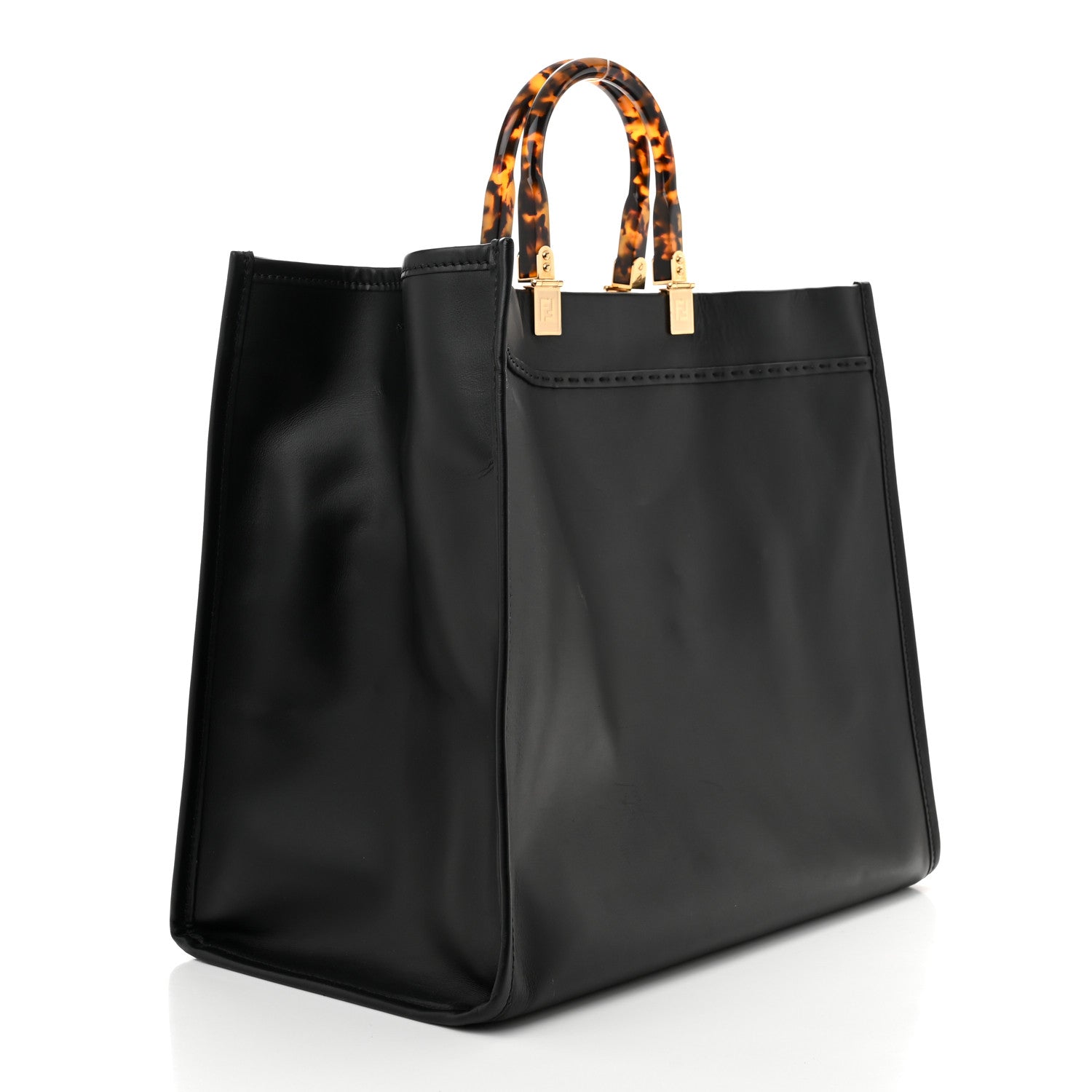 Fendi Vitello King Plexiglass Large Fendi Sunshine Shopper Tote Black 3 of 9