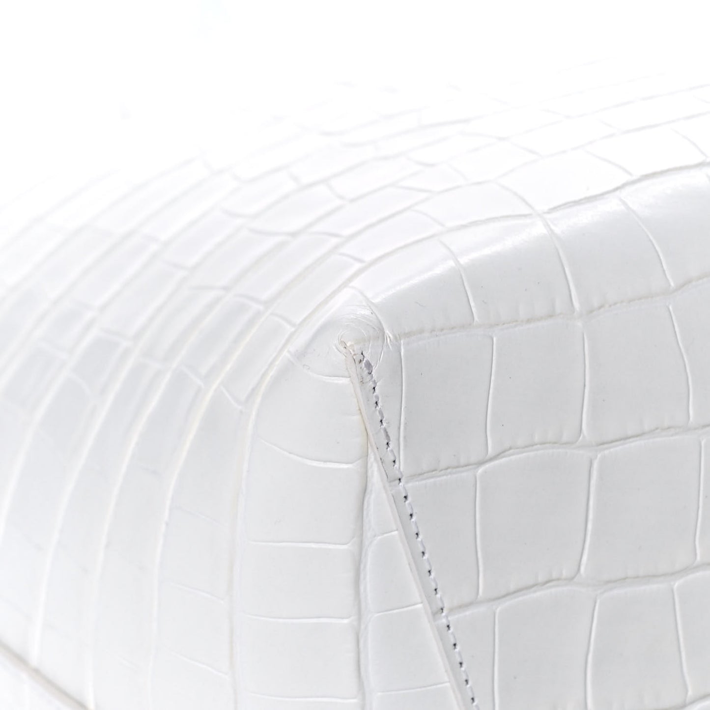 Calfskin Crocodile Embossed Large Shopping Tote White
