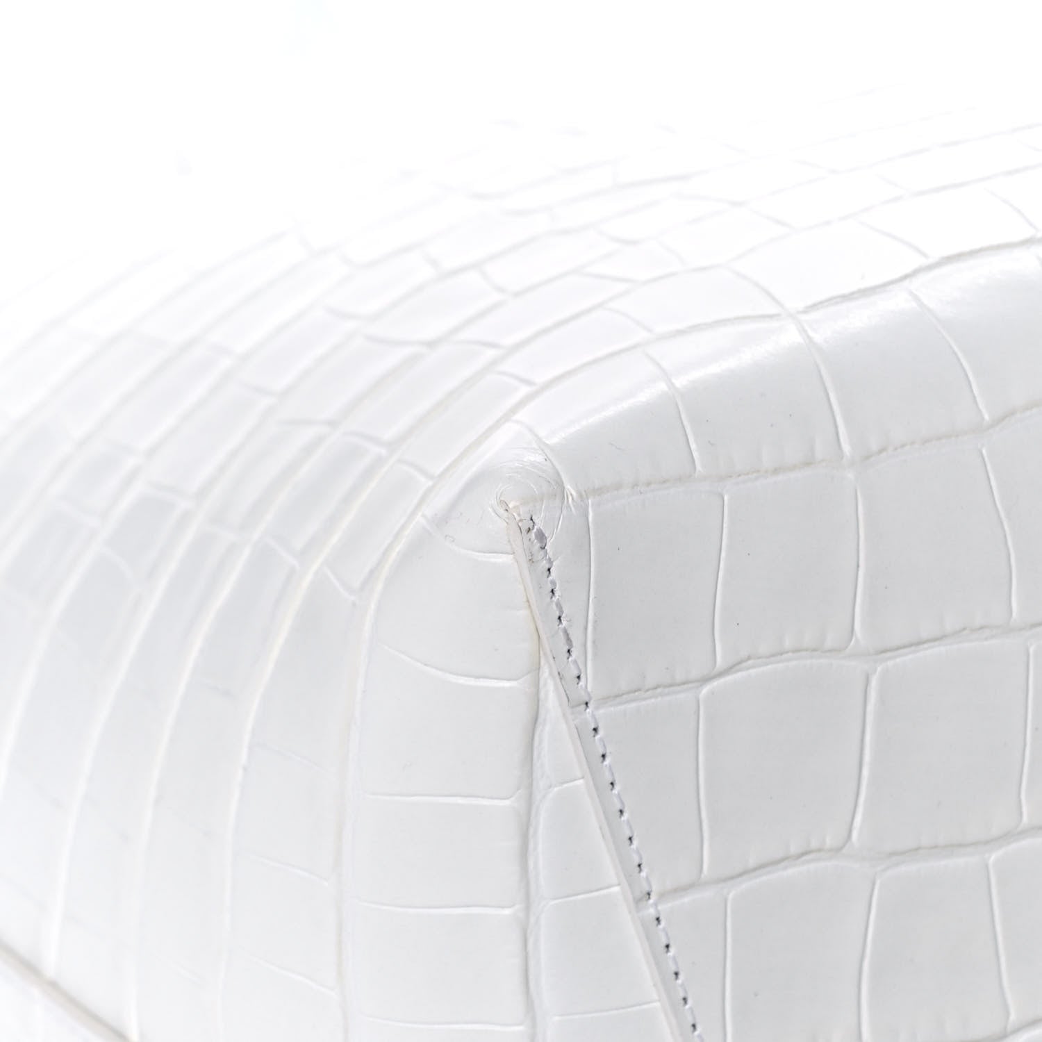 Mansur Gavriel Calfskin Crocodile Embossed Large Shopping Tote White 10 of 12
