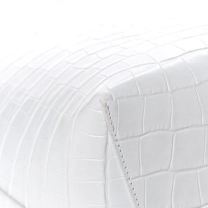 Mansur Gavriel Calfskin Crocodile Embossed Large Shopping Tote White 10 of 12