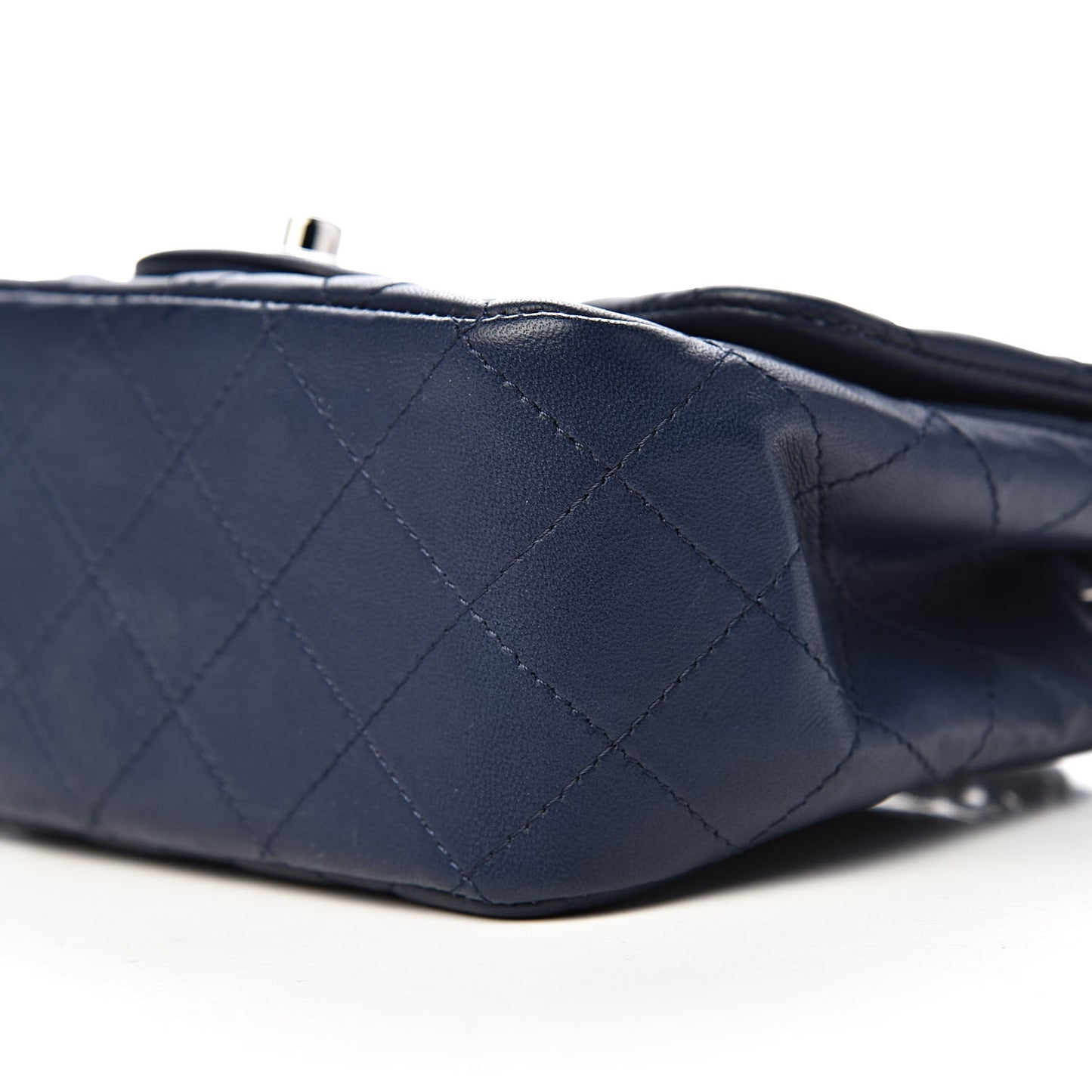 Lambskin Quilted Mini Square Flap Navy Blue