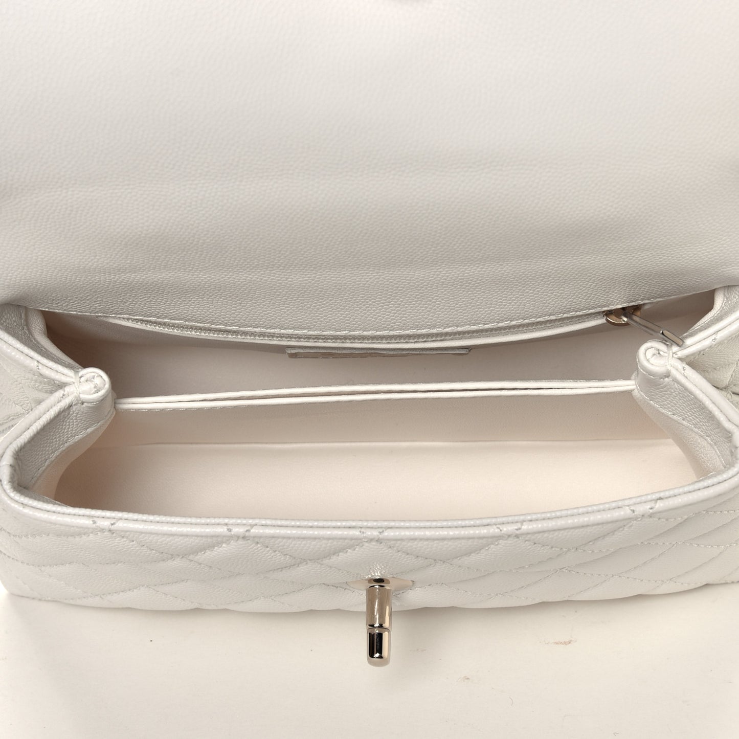 Caviar Quilted Mini Coco Handle Flap White