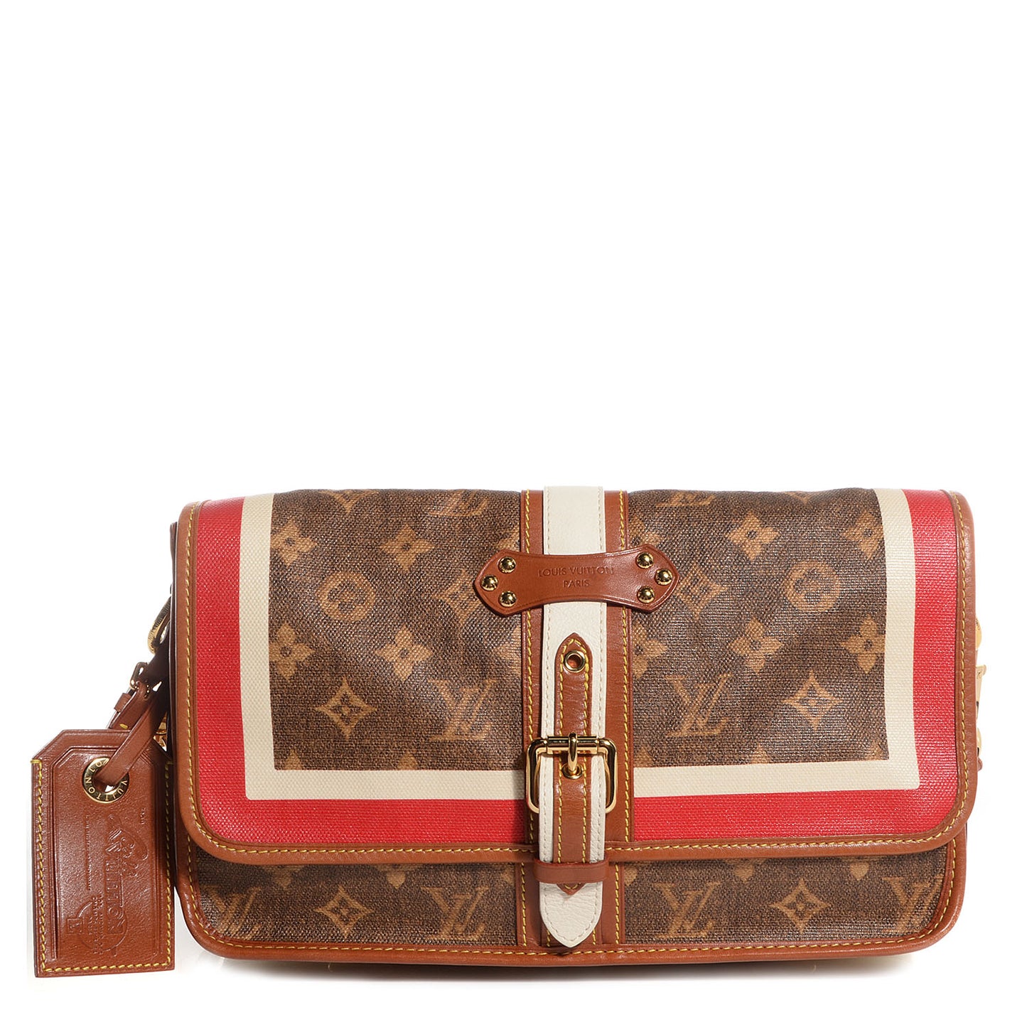 Monogram Rayures Tisse Clutch Red