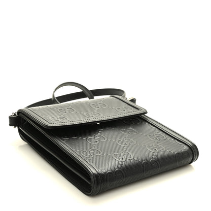 Gucci Calfskin GG Tennis Embossed Messenger Bag Black 3 of 7