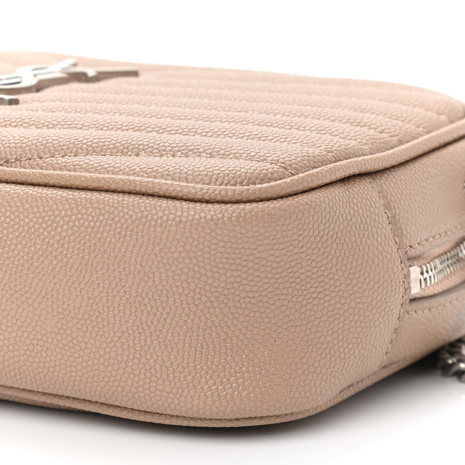 Saint Laurent Grain De Poudre Matelasse Monogram Mini Lou Camera Bag Dark Beige 10 of 11