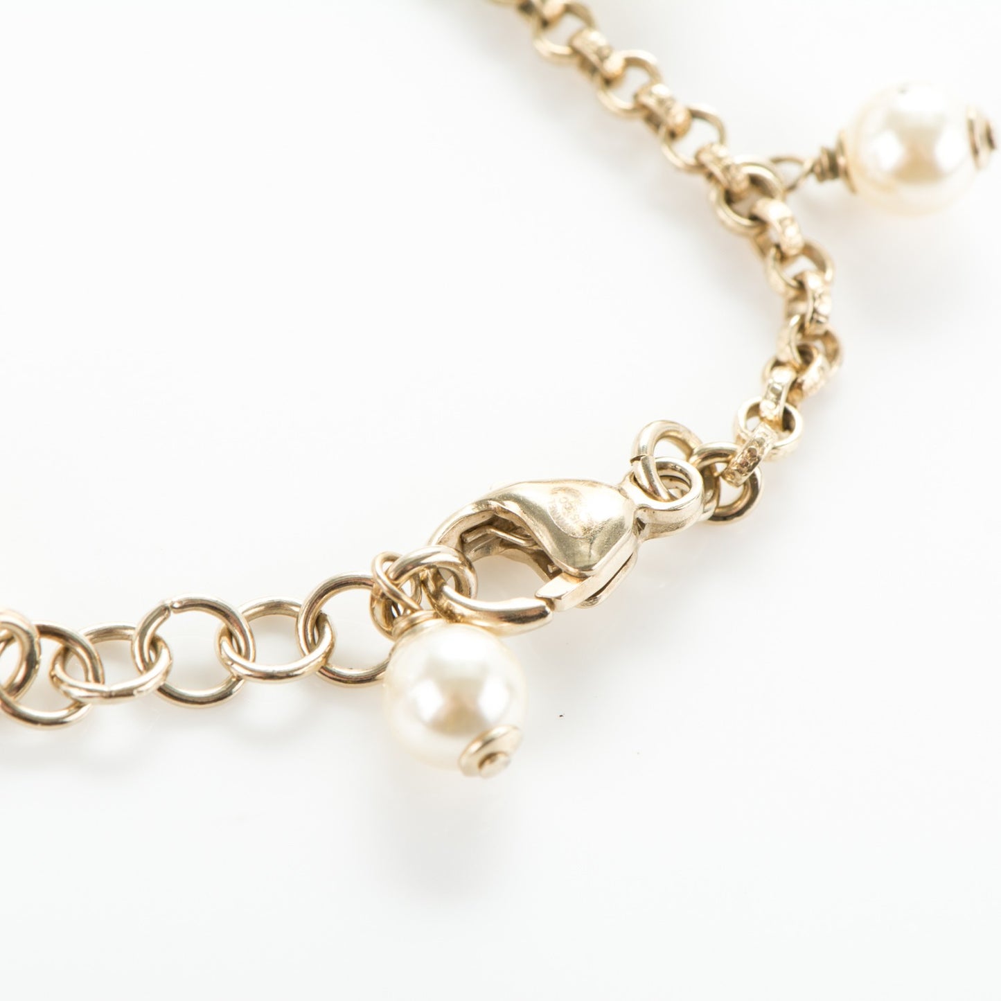 Crystal Pearl CC Moon Bracelet Light Gold