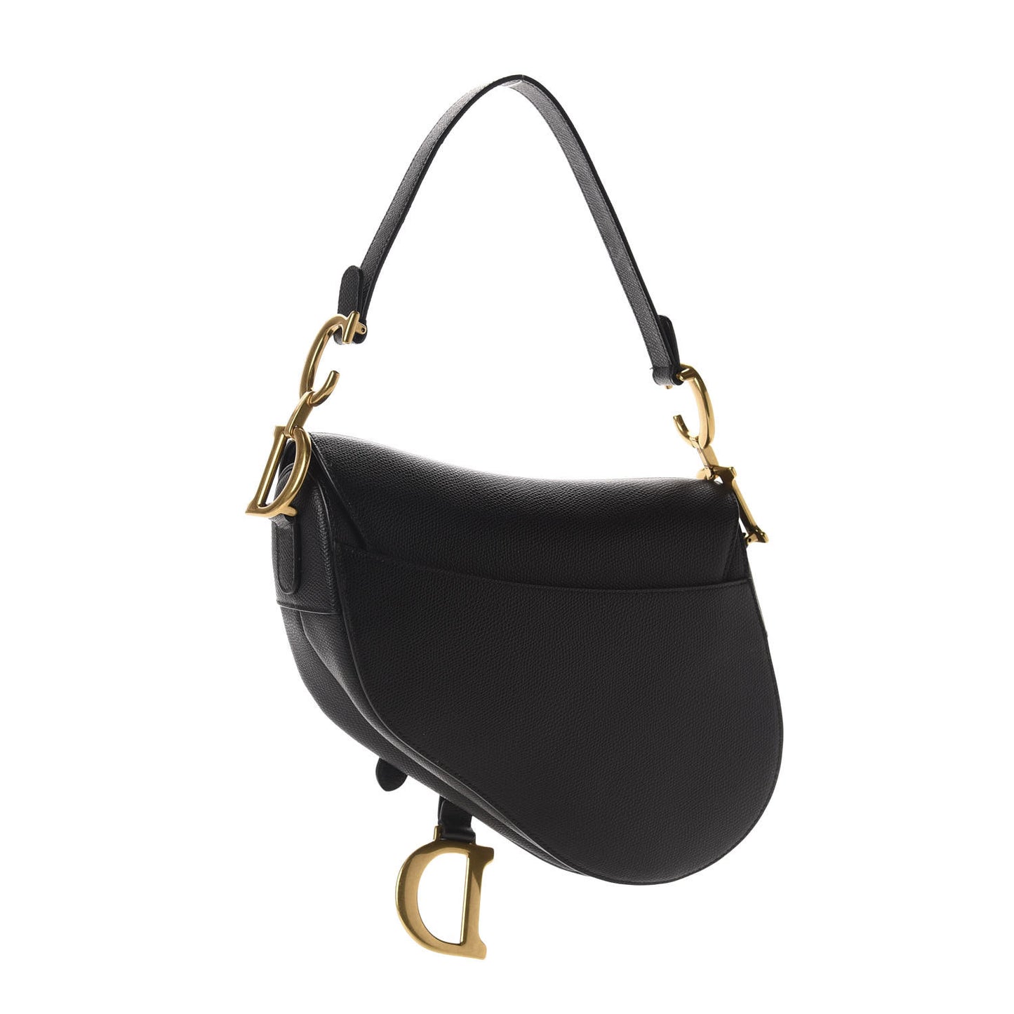 Grained Calfskin Saddle Bag Black