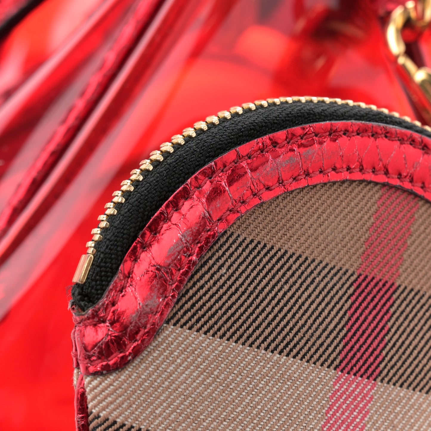 Vinyl Metallic Watersnake Blaze Satchel Red