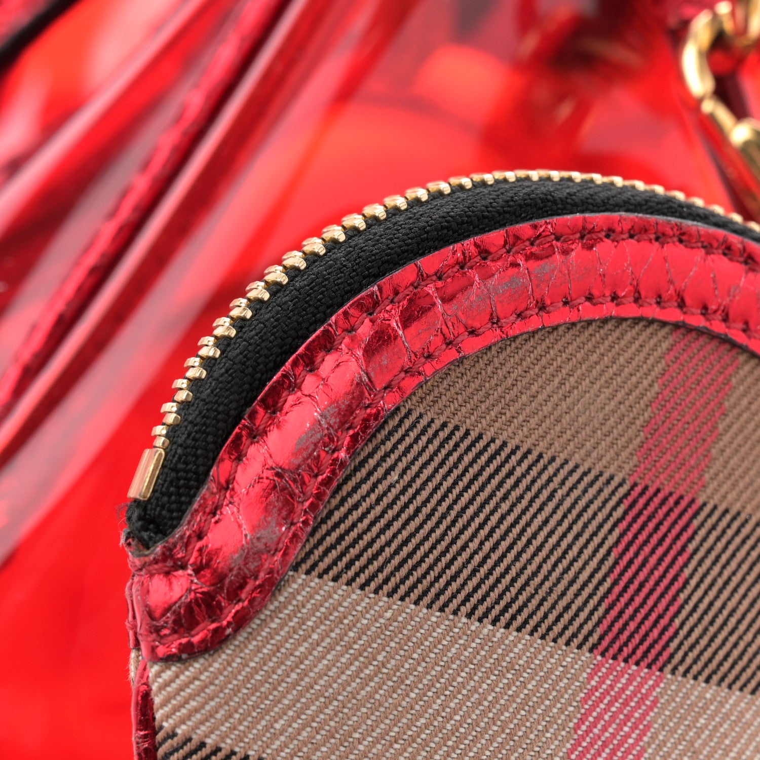 Burberry Vinyl Metallic Watersnake Blaze Satchel Red 11 of 13