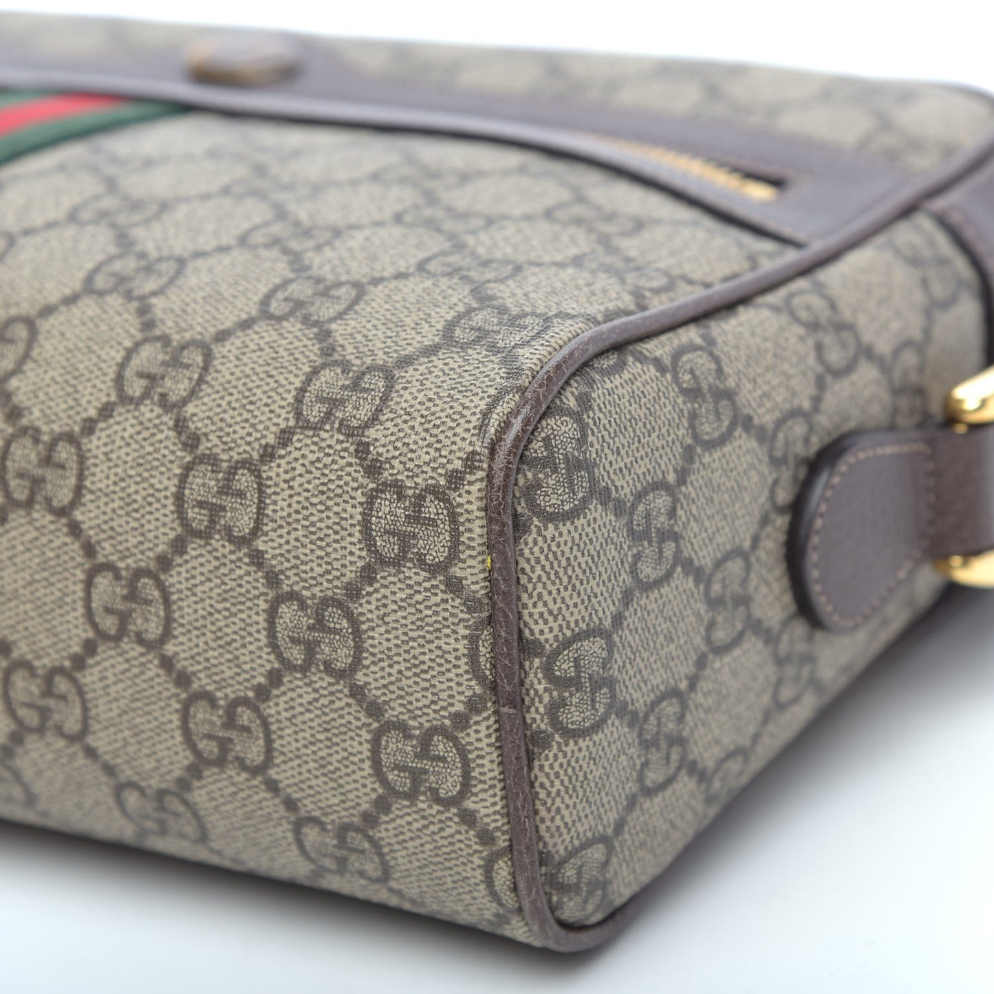 GG Supreme Monogram Web Small Ophidia Shoulder Bag Brown