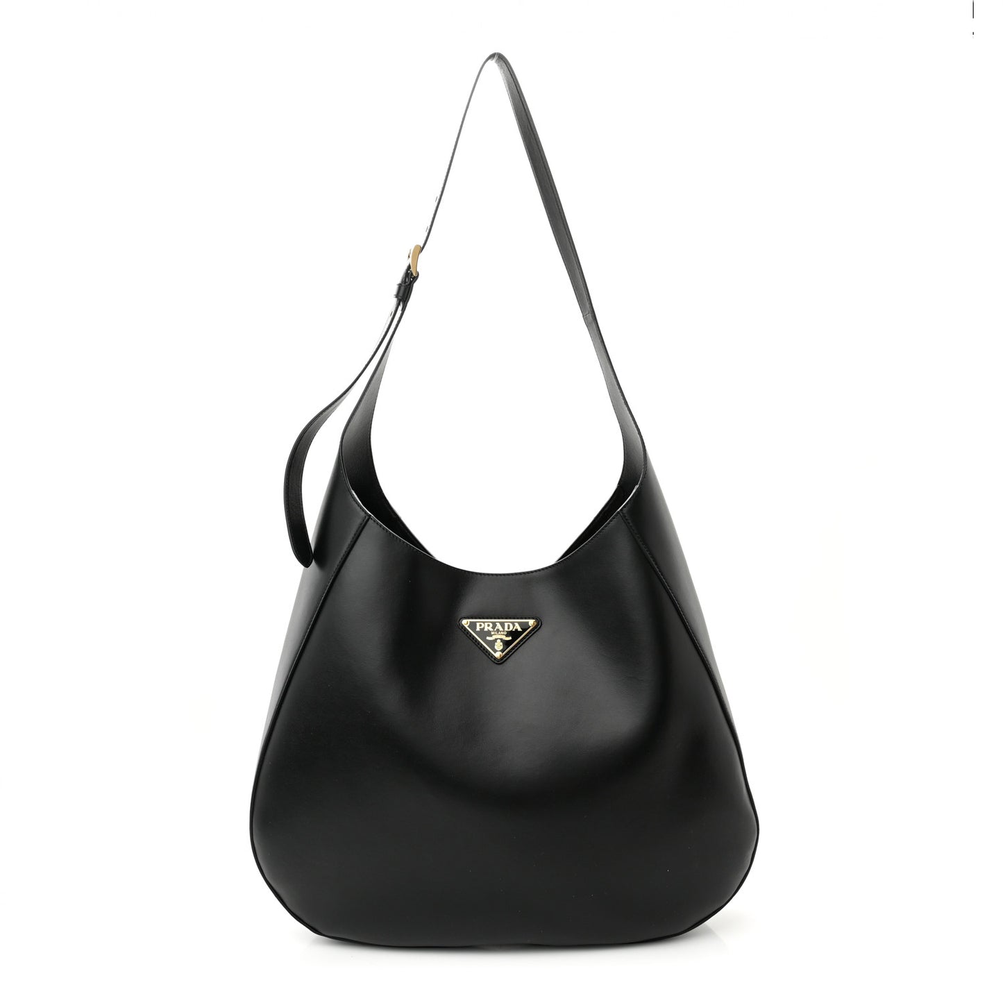 City Calfskin Triangle Large Hobo Shoulder Bag Black