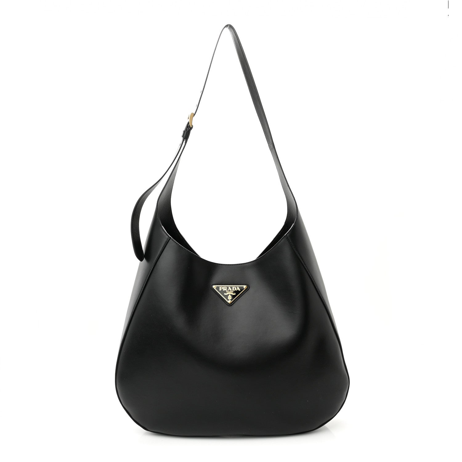 Prada City Calfskin Triangle Large Hobo Shoulder Bag Black 1 of 10