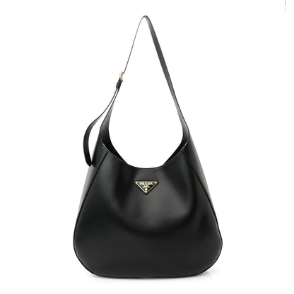 Prada City Calfskin Triangle Large Hobo Shoulder Bag Black 1 of 10