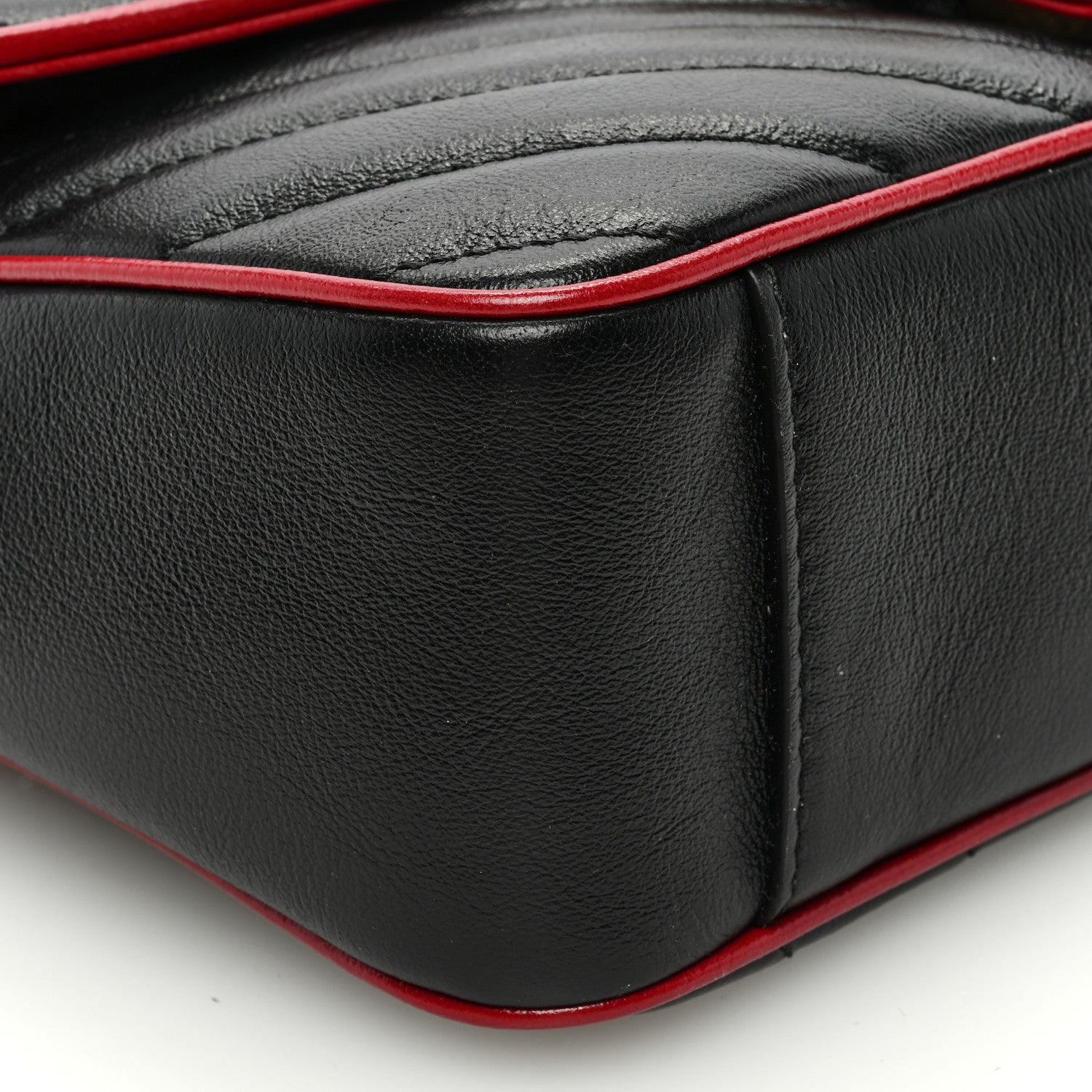 Gucci Vintage Effect Calfskin Matelasse Diagonal Small Torchon GG Marmont Shoulder Bag Black Romantic Cherry 9 of 10