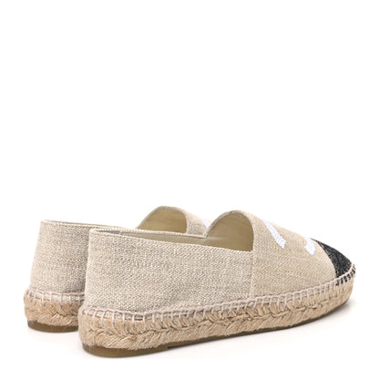 Chanel Toile Sequin CC Espadrilles 37 Beige Black 5 of 12