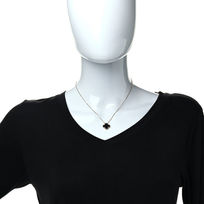 Van Cleef & Arpels 18K Yellow Gold Black Onyx Vintage Alhambra Pendant Necklace 2 of 6