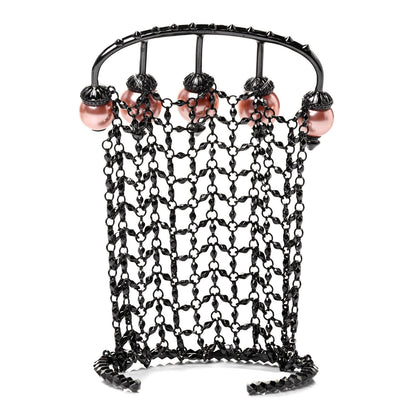 Gucci Metal Embellished Pearl Multi-Finger Ring Bracelet Black Pink 3 of 4