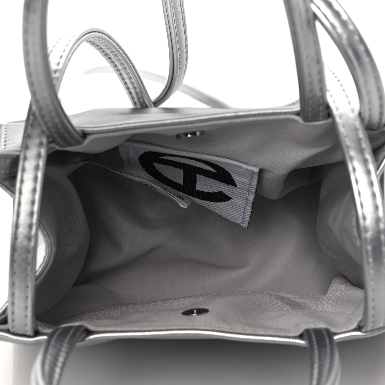 Telfar Metallic Vegan Leather Small Shopping Bag Silver 5 of 10