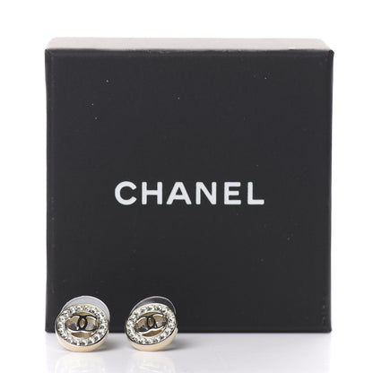 Chanel Metal Crystal CC Round Earrings Gold 5 of 5