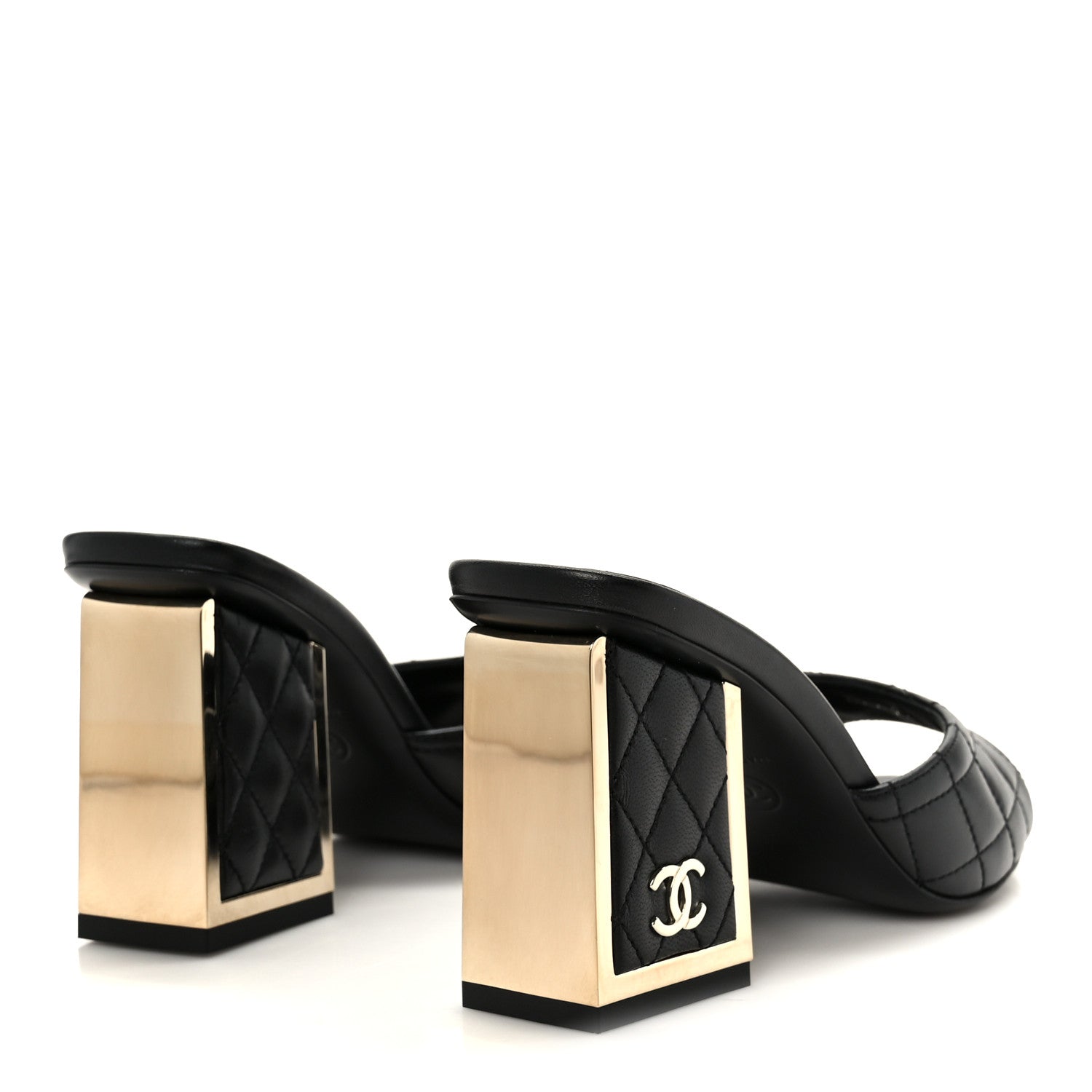 Chanel Lambskin Quilted CC Mules 36.5 Black 5 of 9
