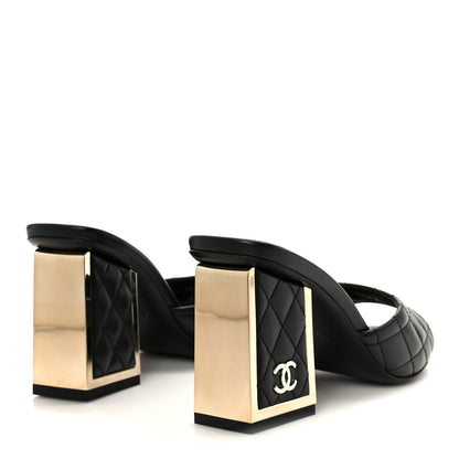 Chanel Lambskin Quilted CC Mules 36.5 Black 5 of 9