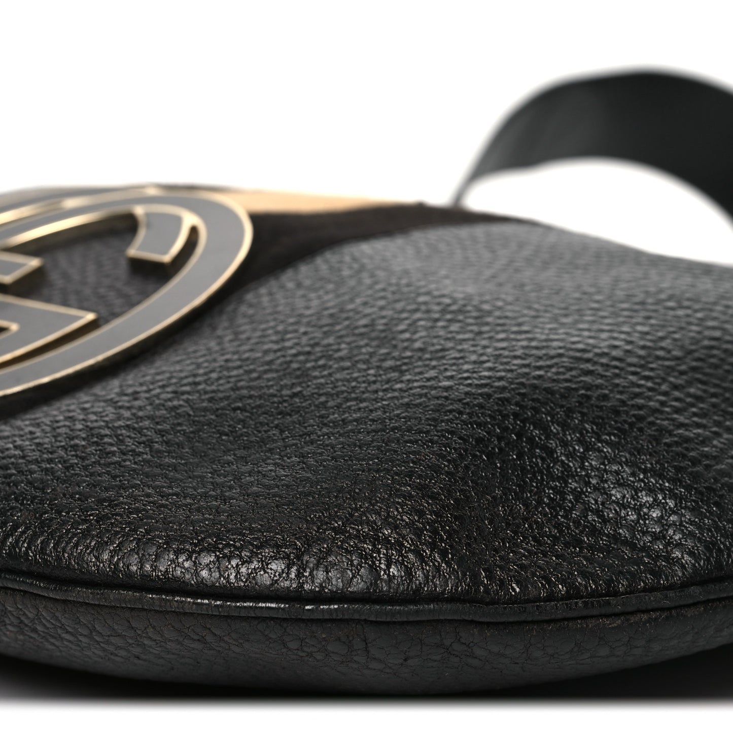 Pebbled Calfskin Web Blondie Hobo Black Beige