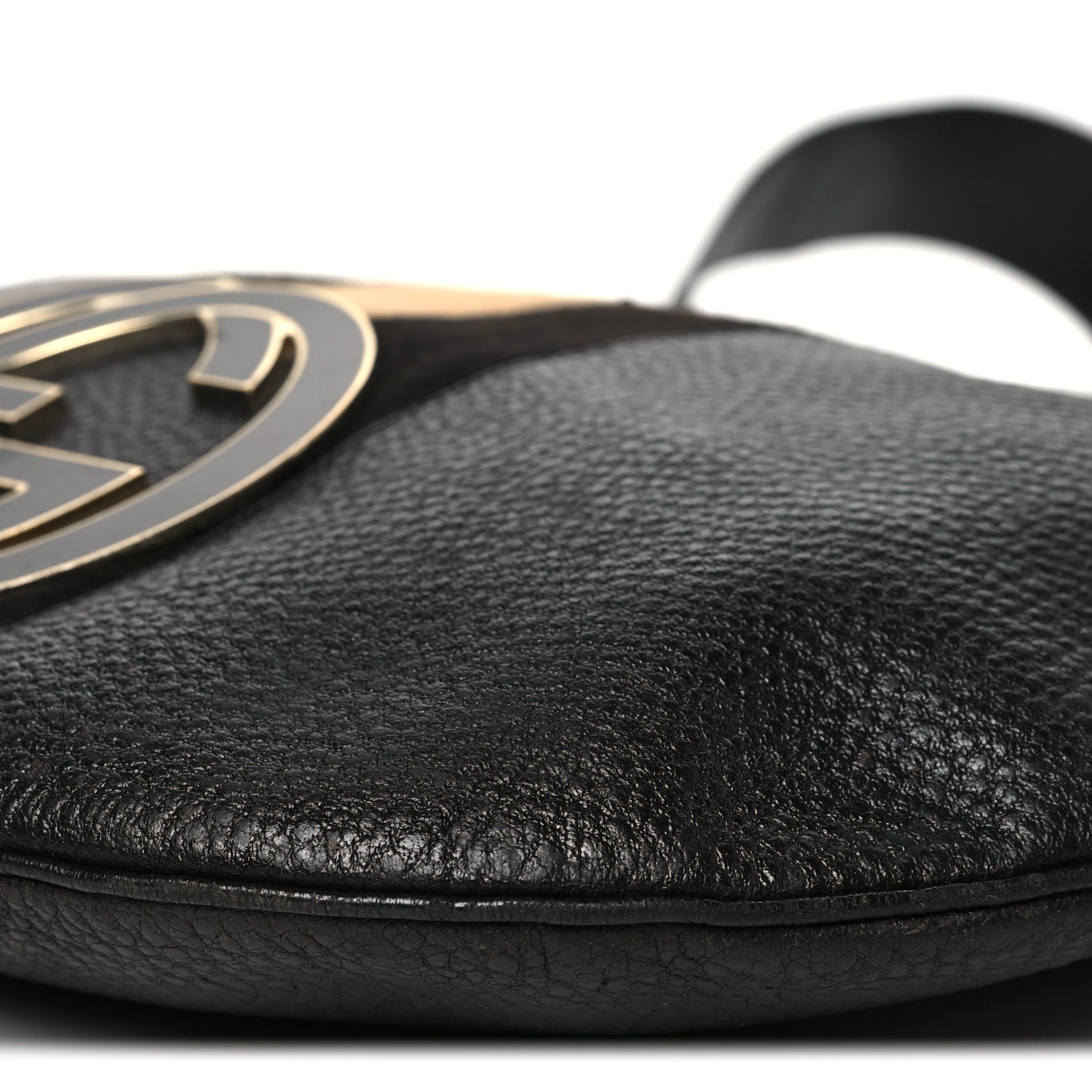 Gucci Pebbled Calfskin Web Blondie Hobo Black Beige 10 of 13