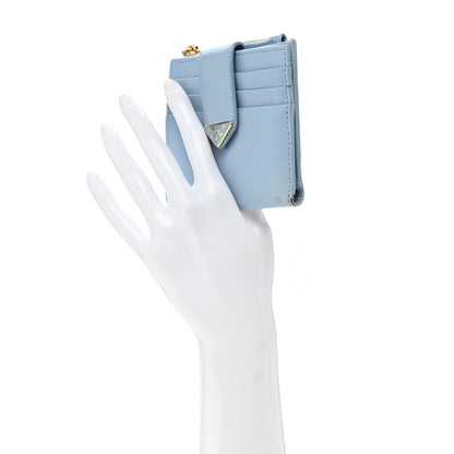 Prada Saffiano Small Triangle Wallet Light Blue 2 of 6
