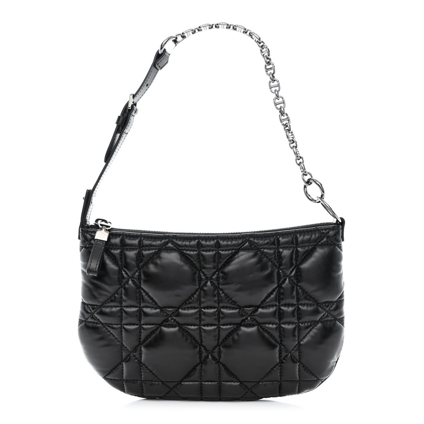 Calfskin Macrocannage Mini Dior Caro Tulip Bag Black