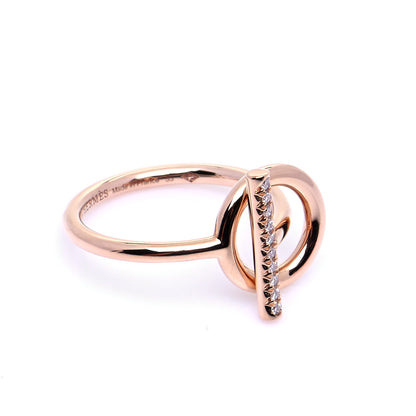 Hermes 18K Rose Gold Diamond PM Echappee Ring 53 6.5 4 of 6