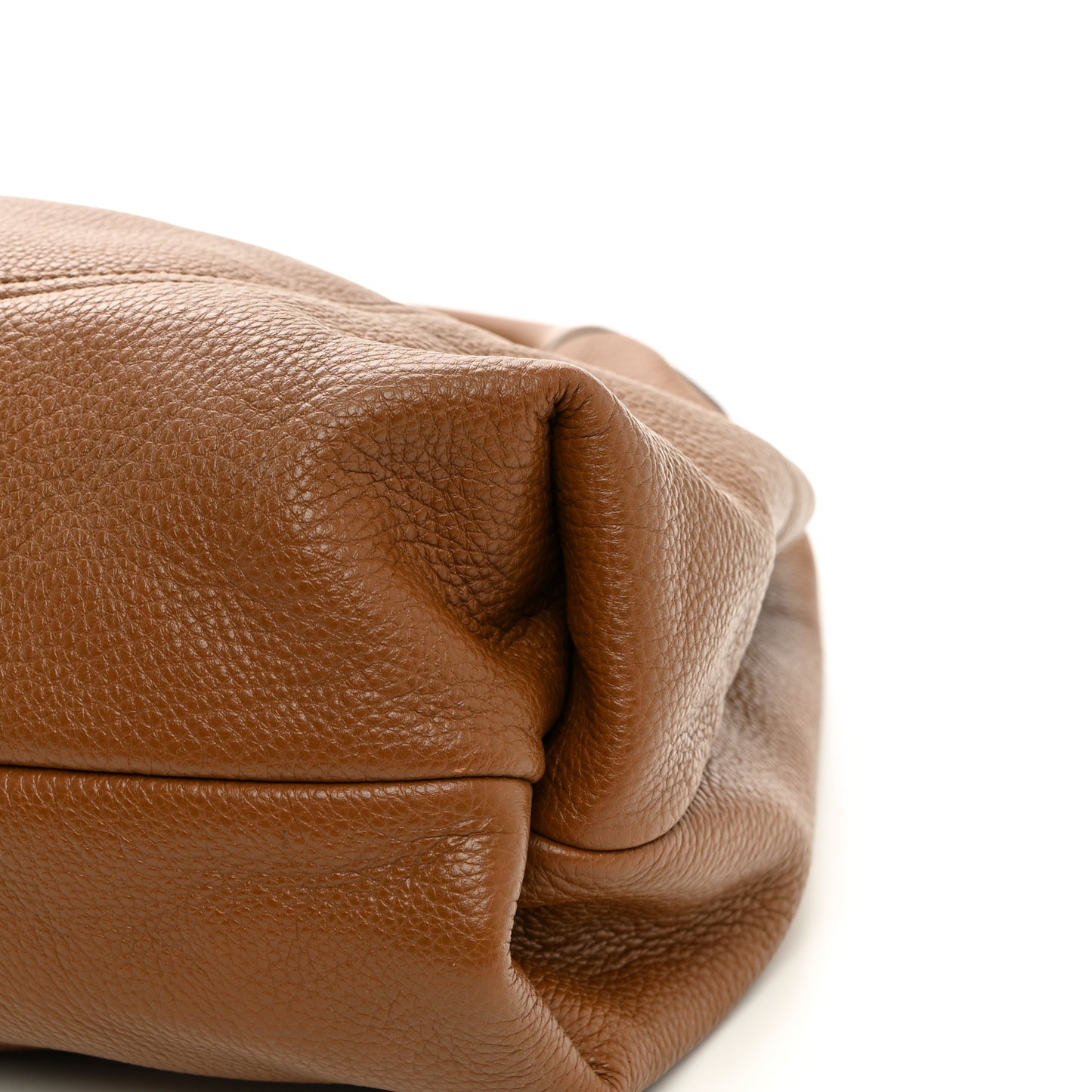 Grained Calfskin Softbit Maxi Shoulder Bag Brown