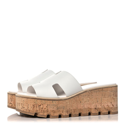 Hermes Calfskin Cork Eze 30 Sandals 39 White 3 of 9