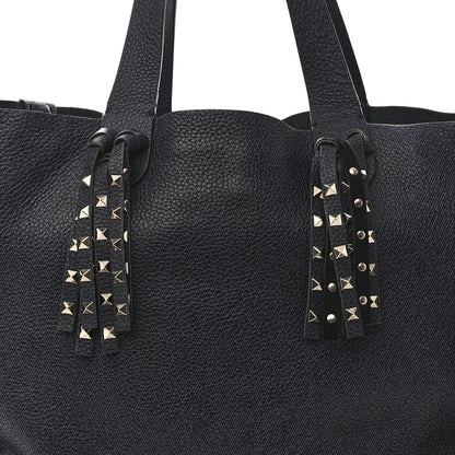 Valentino Garavani Grained Calfskin Rockstud C-Rockee Fringe Tote Deep Denim 7 of 9
