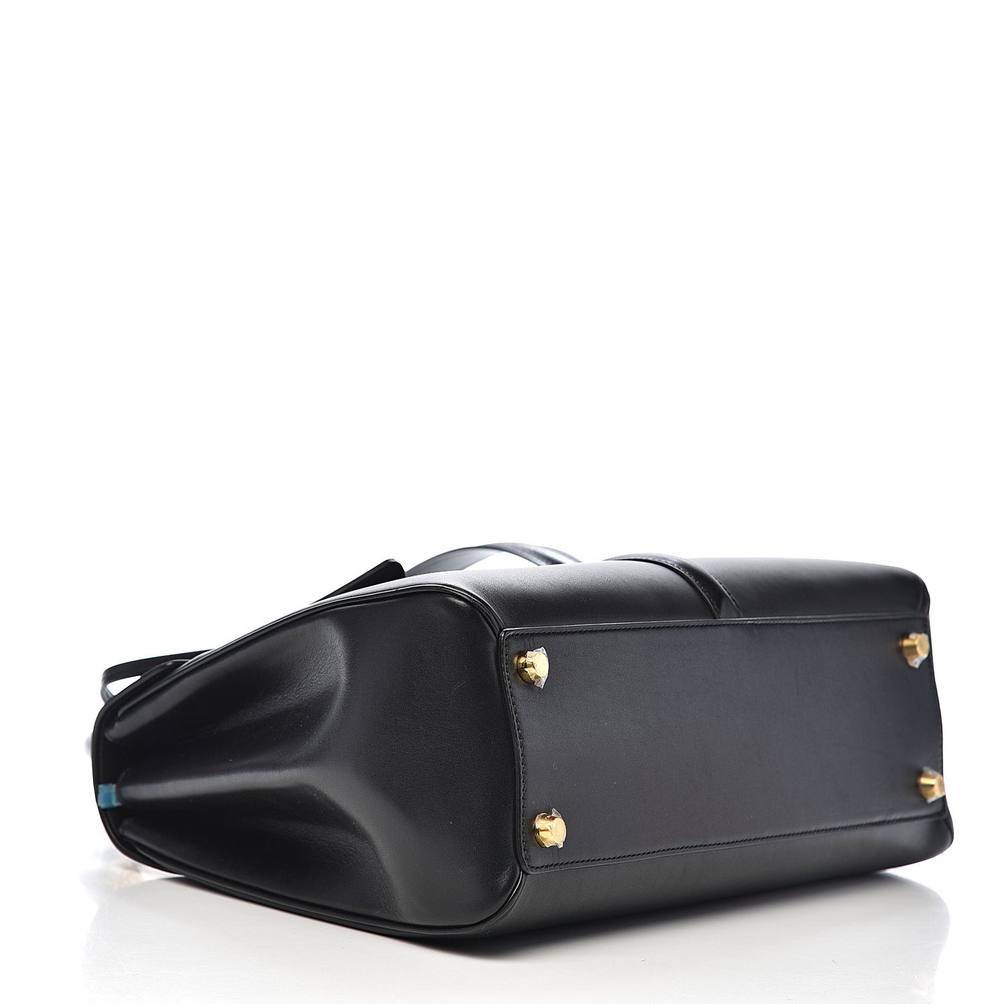 Satinated Calfskin Medium 16 Top Handle Bag Black