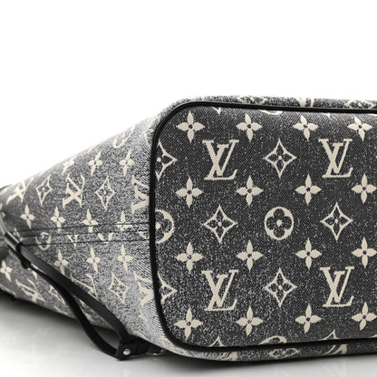 Louis Vuitton Denim Monogram Jacquard Neverfull MM Grey 7 of 8