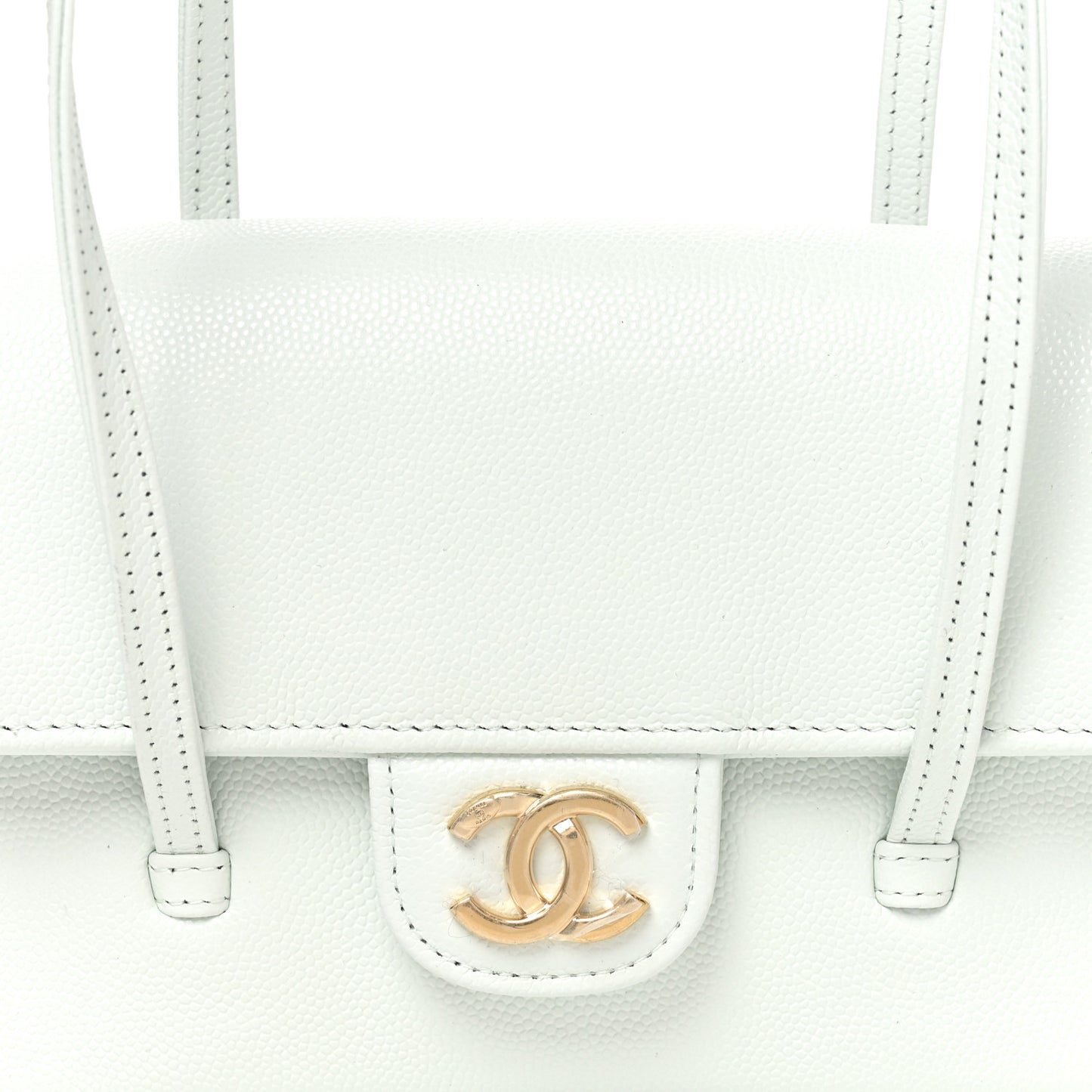 Shiny Caviar Mini Preppy Coco Shoulder Bag Light Blue