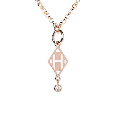 Hermes 18K Rose Gold Diamond Gambade Pendant Necklace 4 of 8