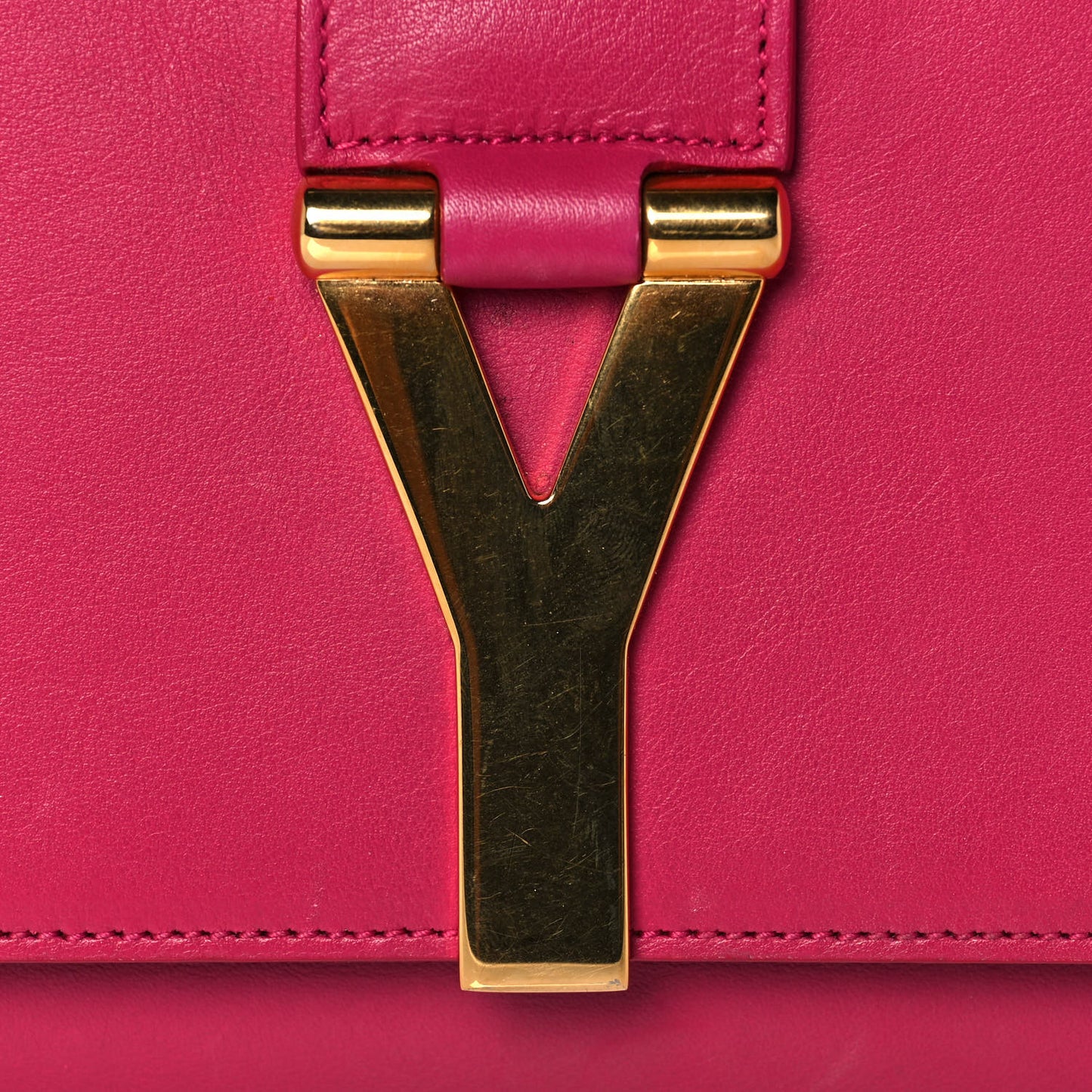 Calfskin Classic Y Ligne Clutch Fuchsia